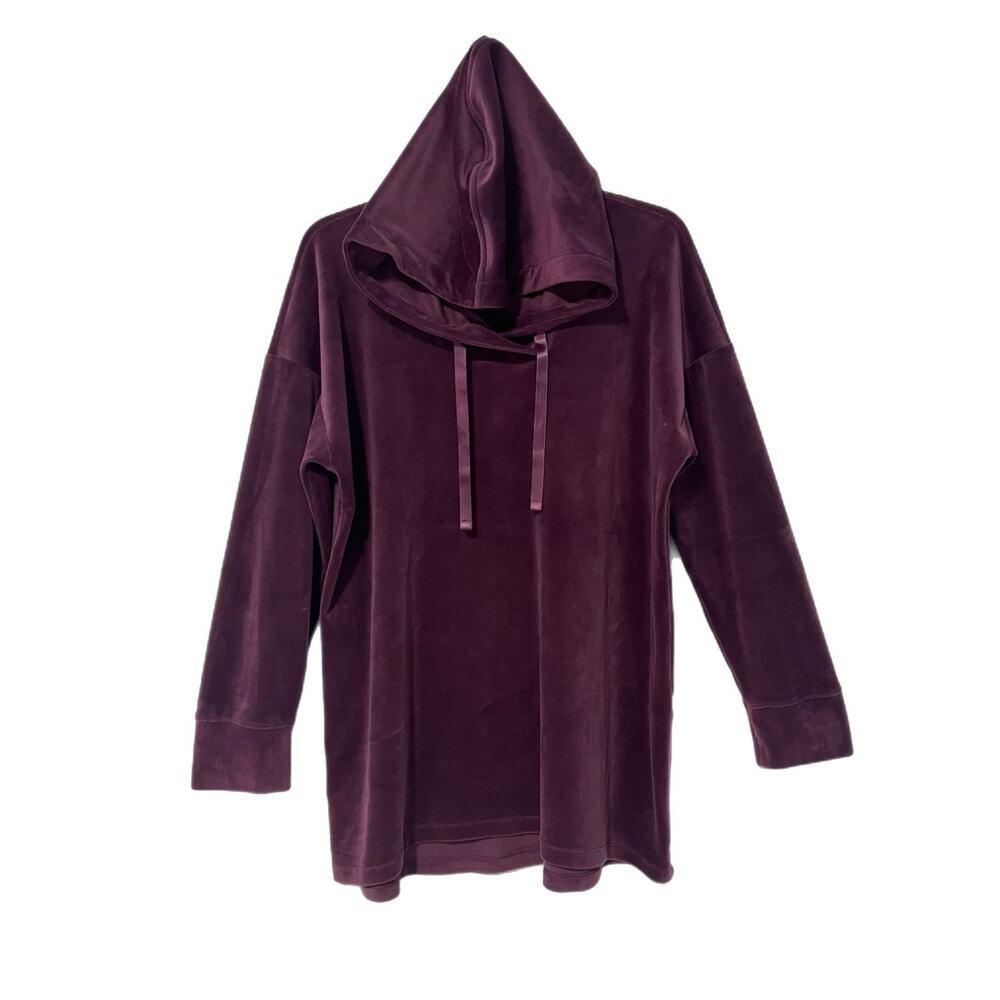 Pure Jill Velour Velvet Huckleberry Purple Relaxed Fit Hoodie Medium Sweater